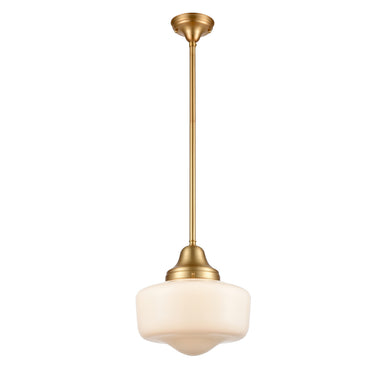 DVI Canada - One Light Pendant - Schoolhouse - Venetian Brass w/True Opal Glass- Union Lighting Luminaires Decor