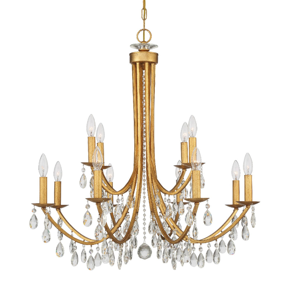 Crystorama - 12 Light Chandelier - Bridgehampton - Antique Gold- Union Lighting Luminaires Decor