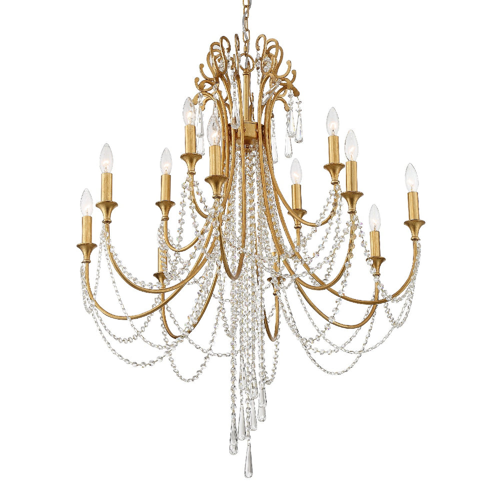 Crystorama - 12 Light Chandelier - Arcadia - Antique Gold- Union Lighting Luminaires Decor