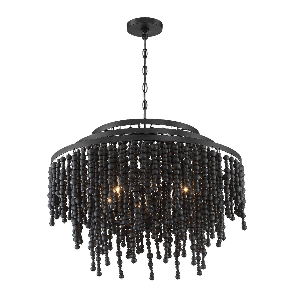 Crystorama - Six Light Chandelier - Poppy - Matte Black- Union Lighting Luminaires Decor