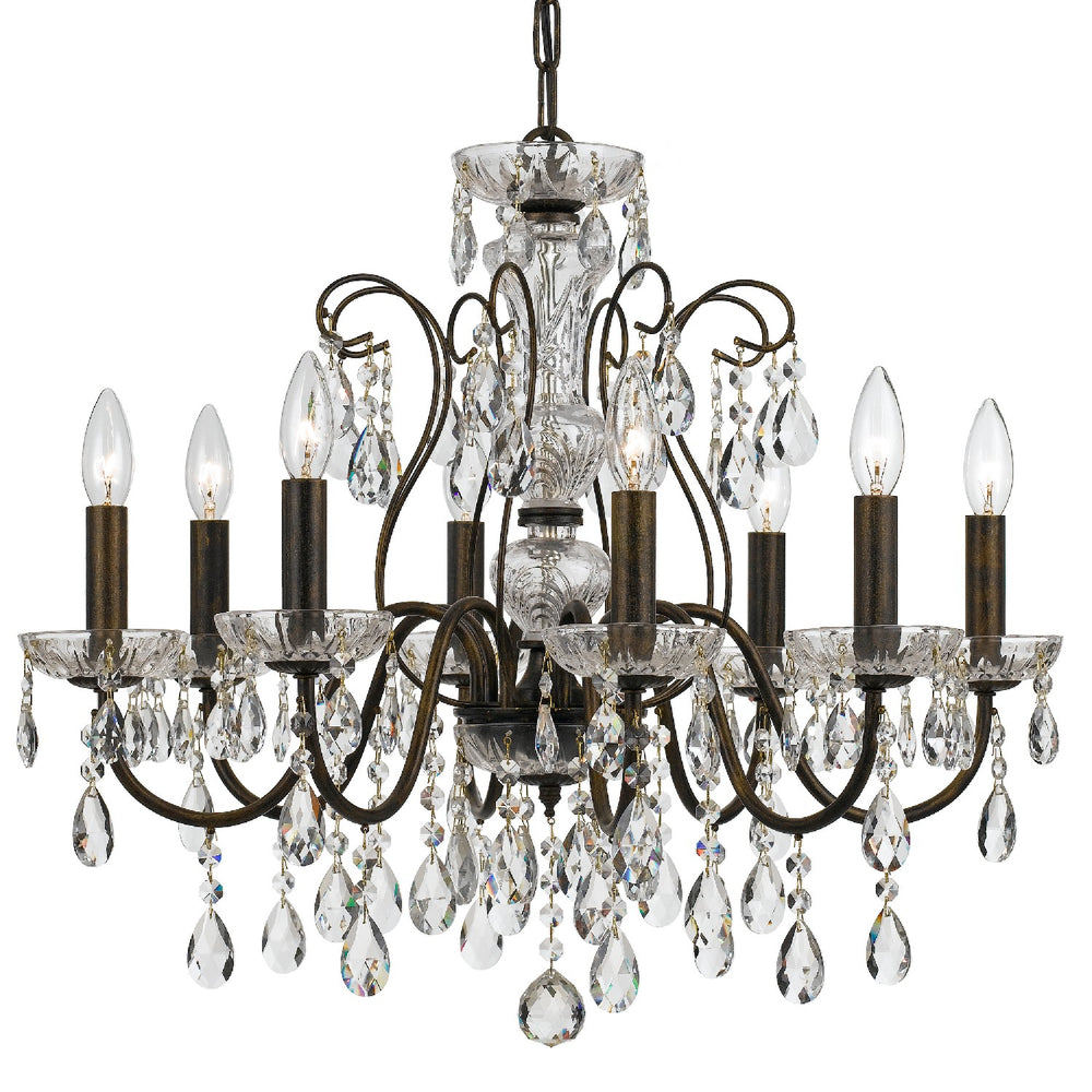 Crystorama - Eight Light Chandelier - Butler - English Bronze- Union Lighting Luminaires Decor