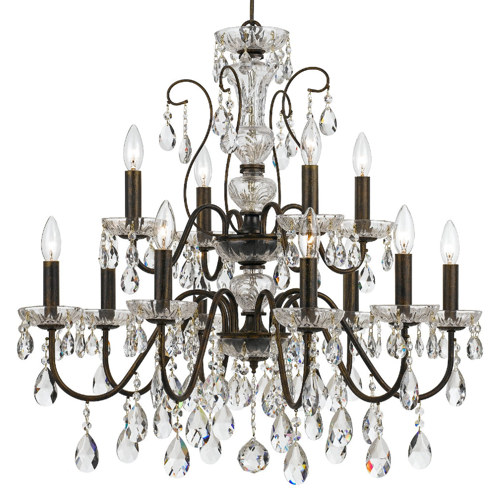 Crystorama - 12 Light Chandelier - Butler - English Bronze- Union Lighting Luminaires Decor