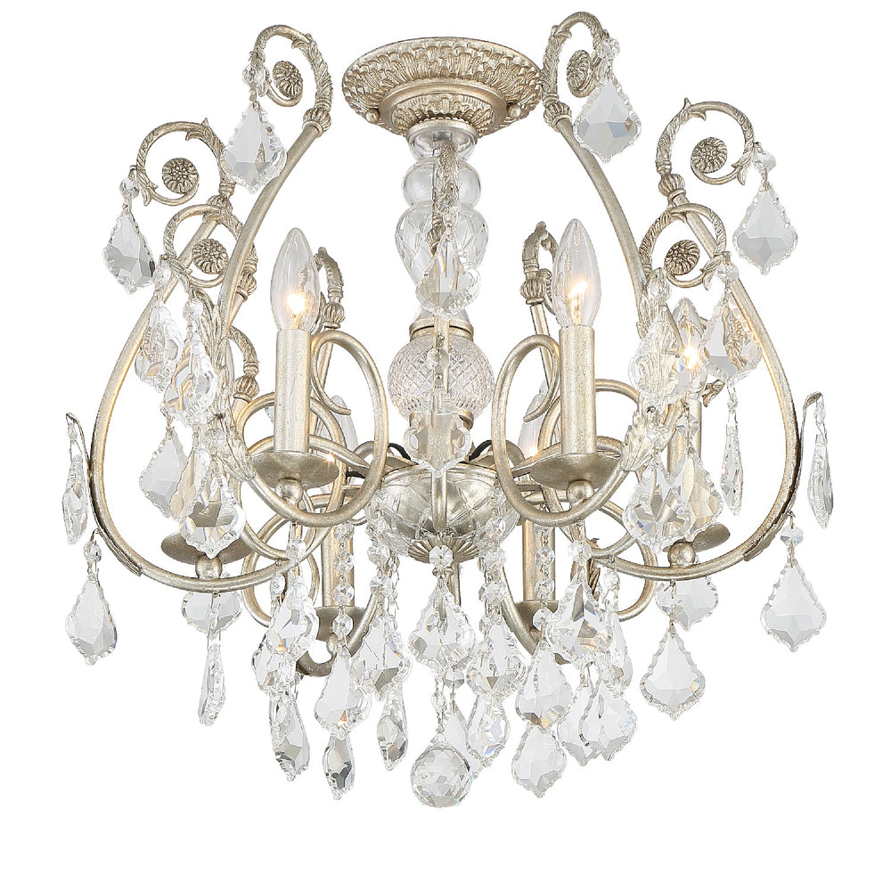 Crystorama - Six Light Semi Flush Mount - Regis - Olde Silver- Union Lighting Luminaires Decor