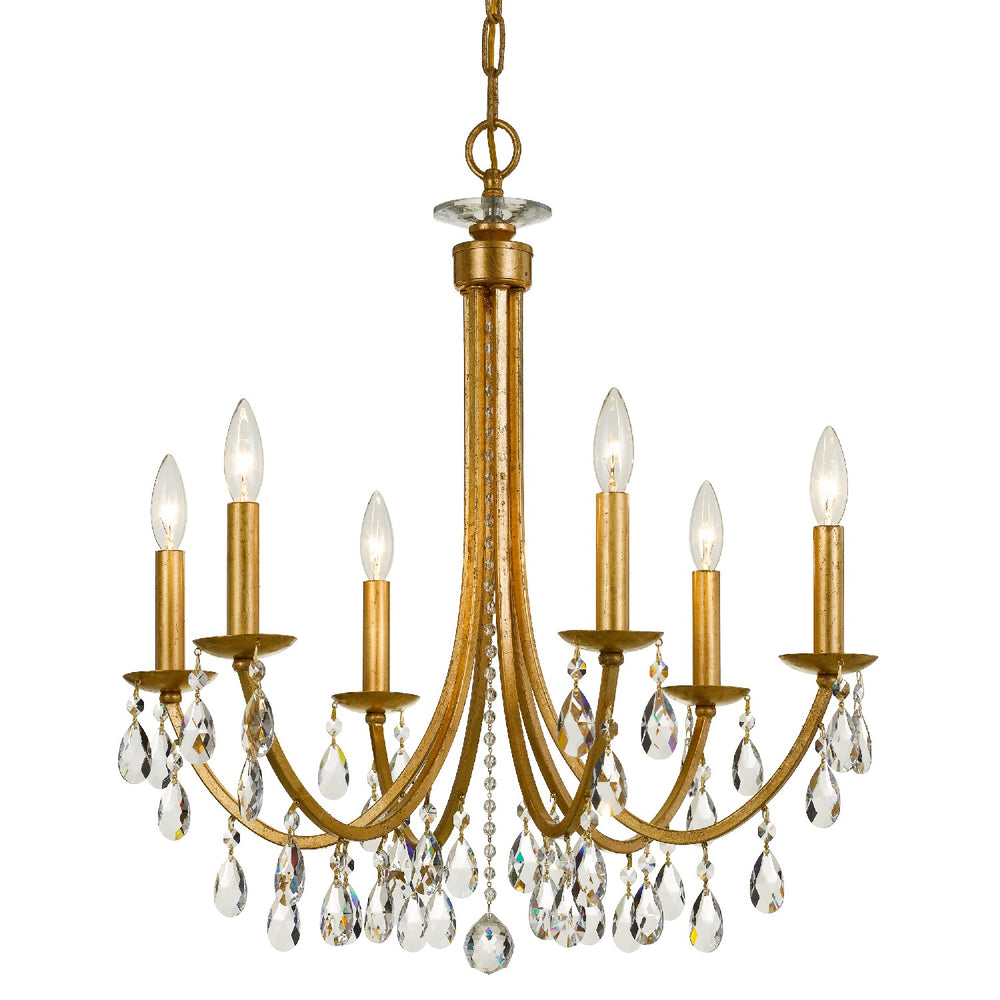 Crystorama - Six Light Chandelier - Bridgehampton - Antique Gold- Union Lighting Luminaires Decor