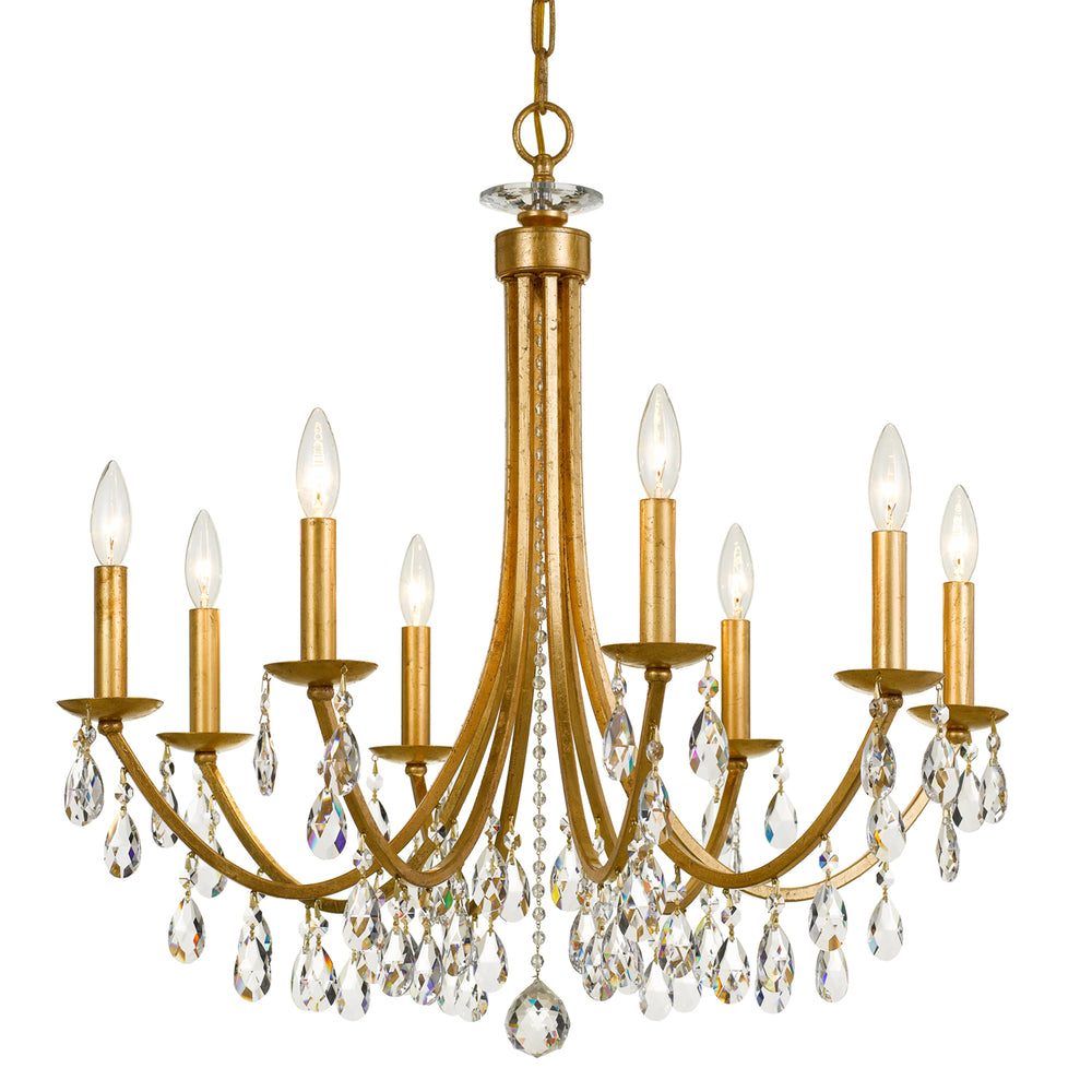 Crystorama - Eight Light Chandelier - Bridgehampton - Antique Gold- Union Lighting Luminaires Decor