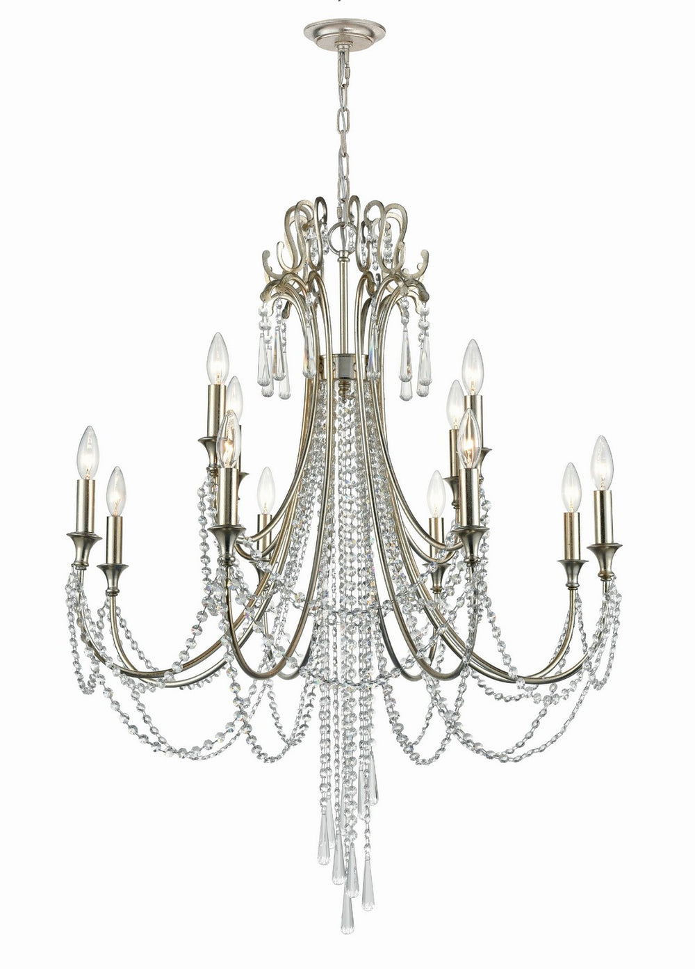 Crystorama - 12 Light Chandelier - Arcadia - Antique Silver- Union Lighting Luminaires Decor