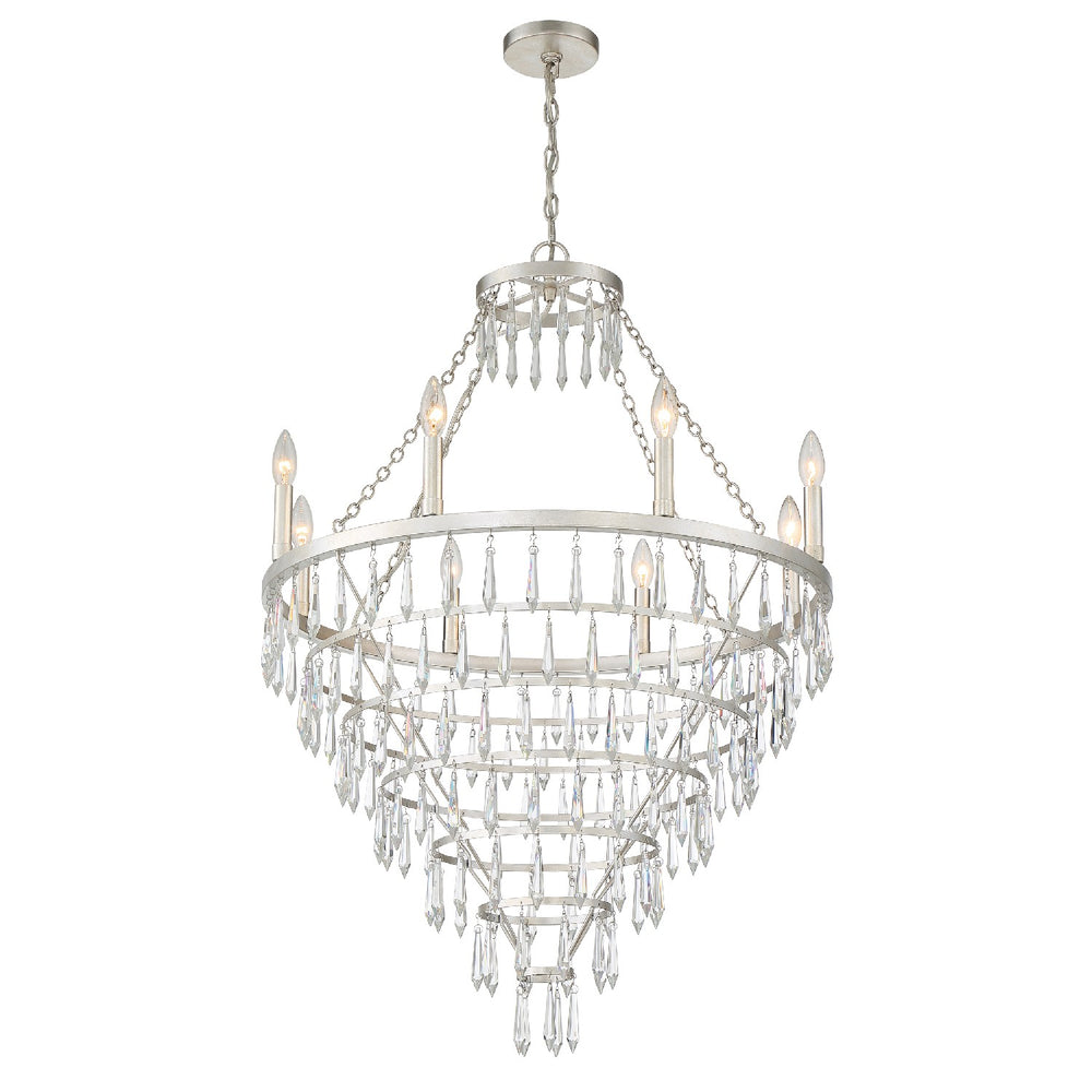 Crystorama - Eight Light Chandelier - Lucille - Antique Silver- Union Lighting Luminaires Decor