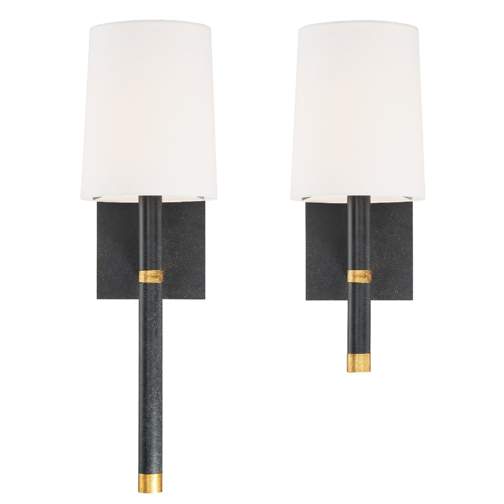 Crystorama - One Light Wall Sconce - Weston - Black + Antique Gold- Union Lighting Luminaires Decor