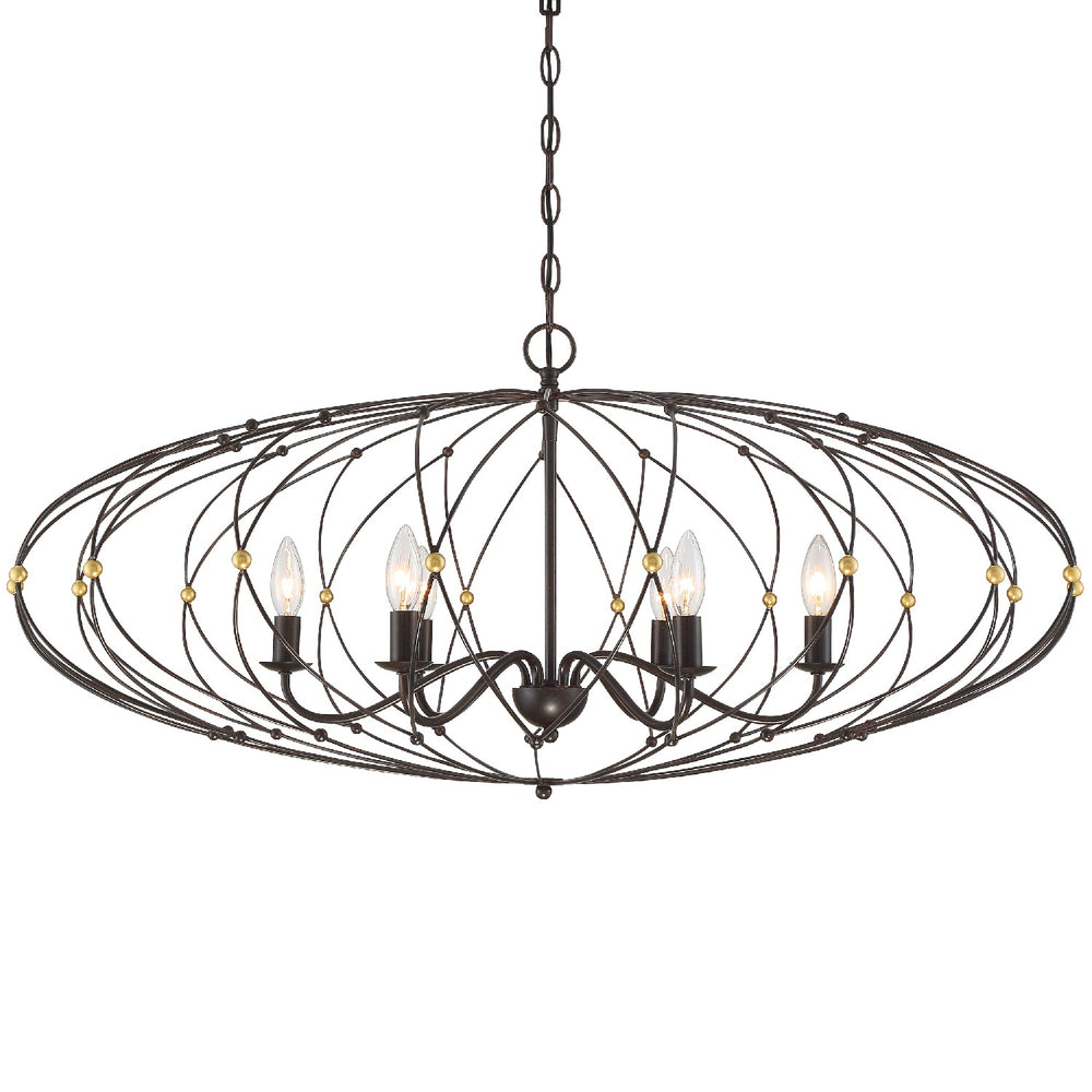 Crystorama - Six Light Chandelier - Zucca - English Bronze + Antique Gold- Union Lighting Luminaires Decor