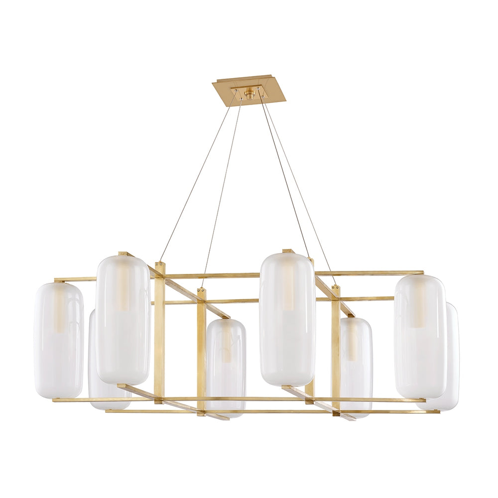 Hudson Valley Canada - Eight Light Chandelier - Pebble - Aged Brass- Union Lighting Luminaires Decor