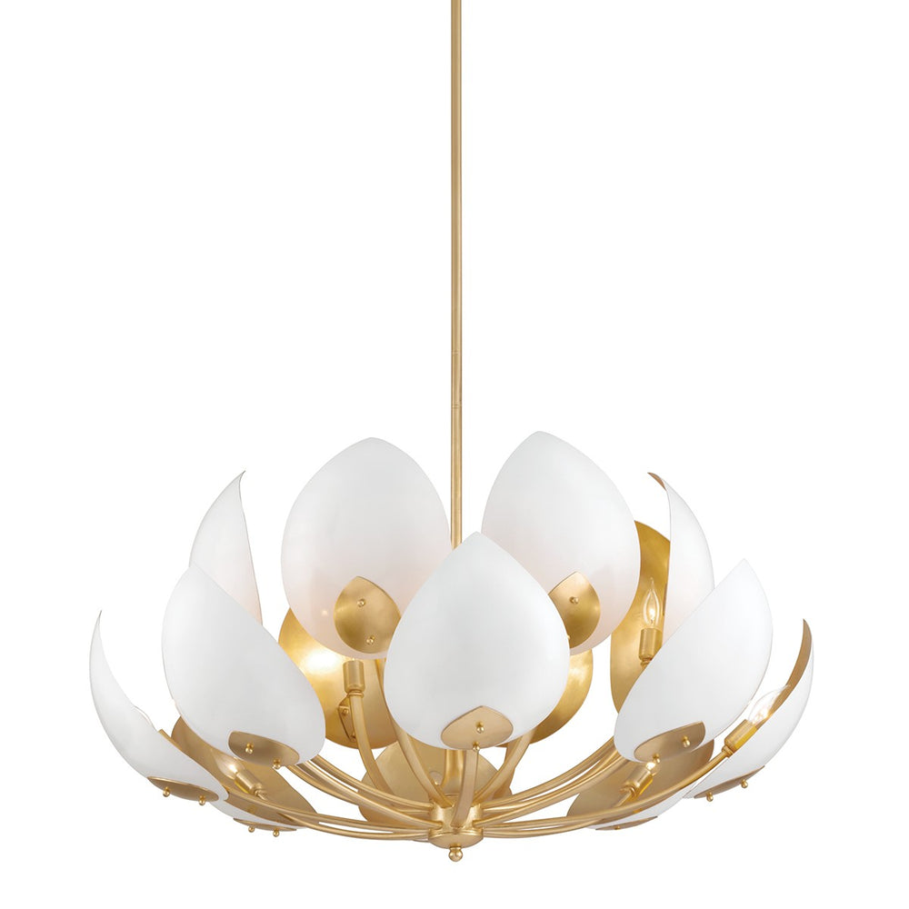 Hudson Valley Canada - 16 Light Chandelier - Lotus - Gold Leaf/White- Union Lighting Luminaires Decor