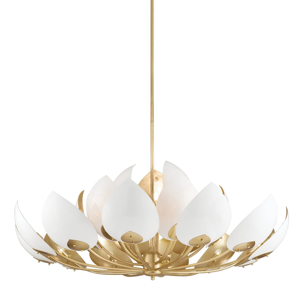 Hudson Valley Canada - 21 Light Chandelier - Lotus - Gold Leaf/White- Union Lighting Luminaires Decor