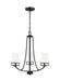 Generation Lighting Canada - Three Light Chandelier - Robie - Midnight Black- Union Lighting Luminaires Decor