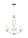 Generation Lighting Canada - Three Light Chandelier - Robie - Brushed Nickel- Union Lighting Luminaires Decor