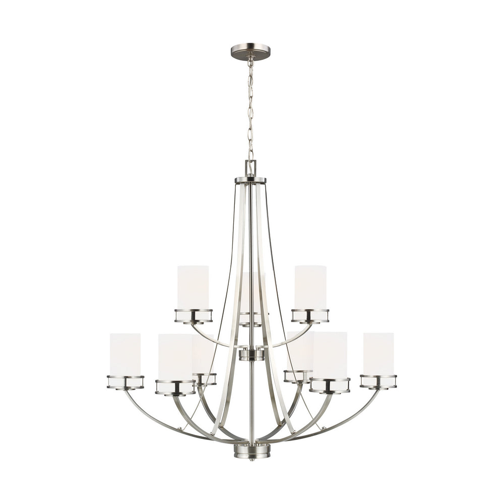 Generation Lighting Canada - Nine Light Chandelier - Robie - Brushed Nickel- Union Lighting Luminaires Decor
