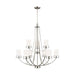 Generation Lighting Canada - Nine Light Chandelier - Robie - Brushed Nickel- Union Lighting Luminaires Decor