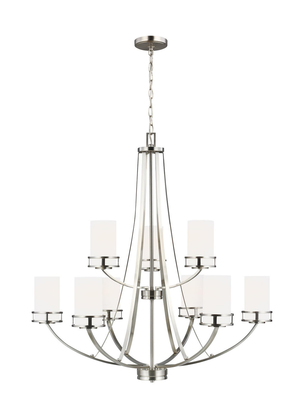Generation Lighting Canada - Nine Light Chandelier - Robie - Brushed Nickel- Union Lighting Luminaires Decor