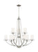 Generation Lighting Canada - Nine Light Chandelier - Robie - Brushed Nickel- Union Lighting Luminaires Decor