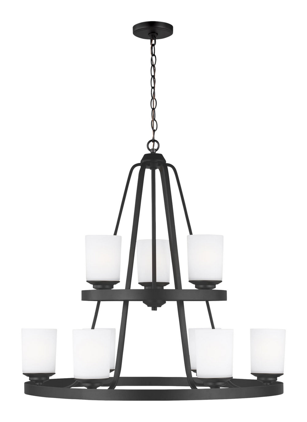 Generation Lighting Canada. - Nine Light Chandelier - Kemal - Midnight Black- Union Lighting Luminaires Decor