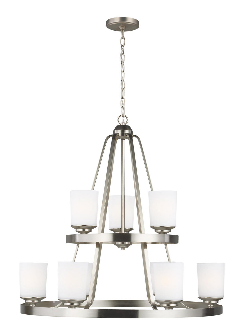 Generation Lighting Canada. - Nine Light Chandelier - Kemal - Brushed Nickel- Union Lighting Luminaires Decor