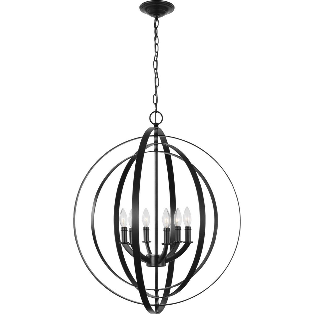 Progress Canada - Six Light Pendant - Equinox - Black- Union Lighting Luminaires Decor