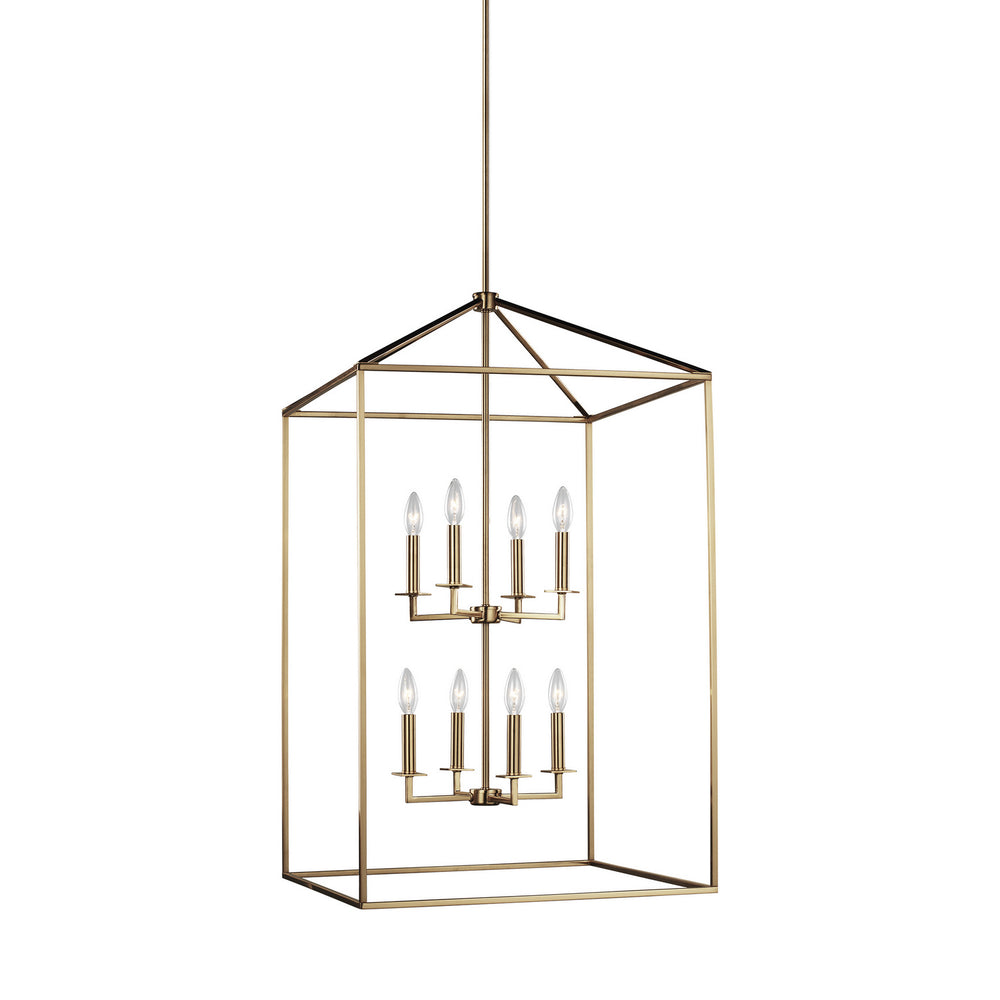 Generation Lighting Canada - Eight Light Hall / Foyer Pendant - Perryton - Satin Brass- Union Lighting Luminaires Decor