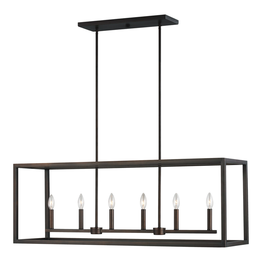 Generation Lighting Canada - Six Light Island Pendant - Moffet Street - Bronze- Union Lighting Luminaires Decor