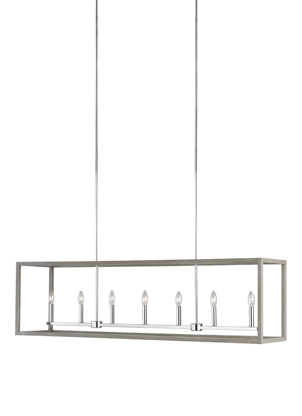 Generation Lighting Canada - Seven Light Island Pendant - Moffet Street - Washed Pine- Union Lighting Luminaires Decor