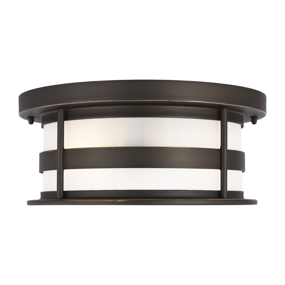 Generation Lighting Canada - Two Light Outdoor Flush Mount - Wilburn - Antique Bronze- Union Lighting Luminaires Decor