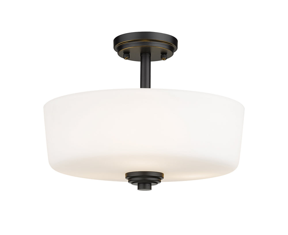 Z-Lite Canada - Three Light Semi Flush Mount - Arlington - Matte Black- Union Lighting Luminaires Decor