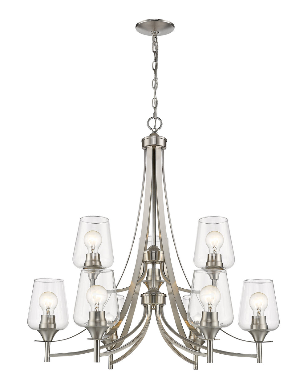 Z-Lite Canada - Nine Light Chandelier - Joliet - Brushed Nickel- Union Lighting Luminaires Decor