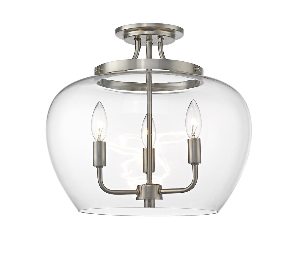 Z-Lite Canada - Three Light Semi Flush Mount - Joliet - Brushed Nickel- Union Lighting Luminaires Decor