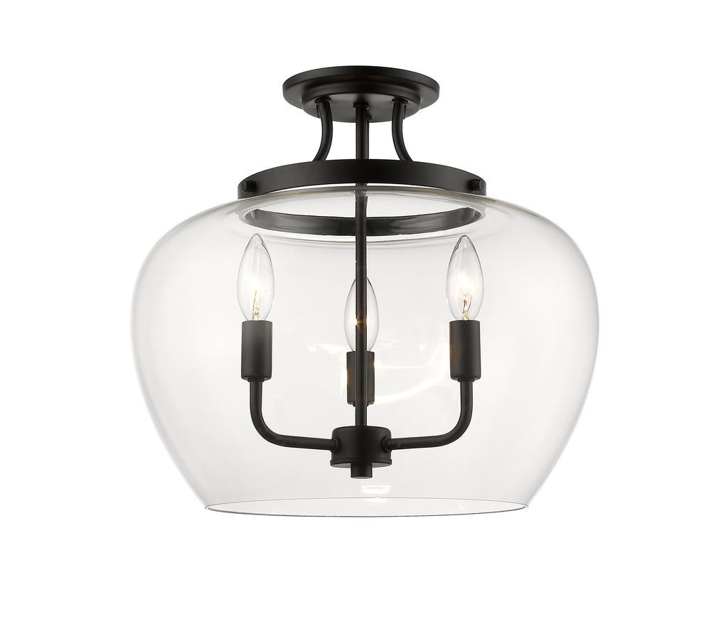 Z-Lite Canada - Three Light Semi Flush Mount - Joliet - Matte Black- Union Lighting Luminaires Decor