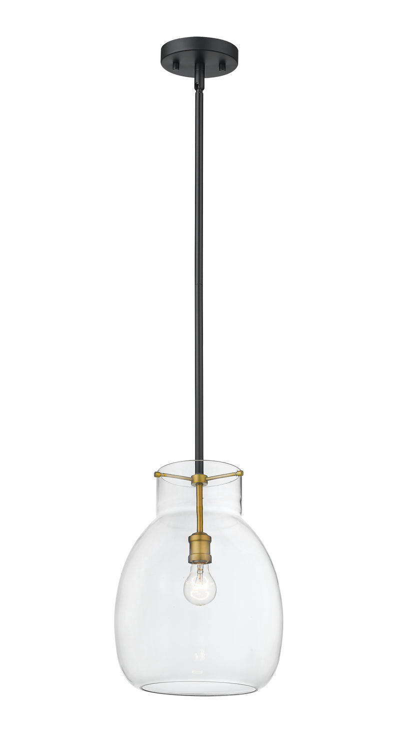 Z-Lite Canada - One Light Pendant - Bella - Matte Black + Olde Brass- Union Lighting Luminaires Decor
