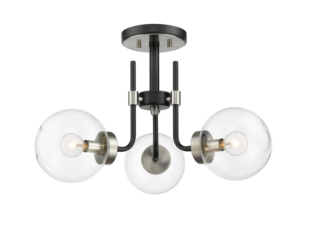 Z-Lite Canada - Three Light Semi Flush Mount - Parsons - Matte Black + Brushed Nickel- Union Lighting Luminaires Decor