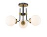 Z-Lite Canada - Three Light Semi Flush Mount - Parsons - Matte Black + Olde Brass- Union Lighting Luminaires Decor