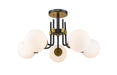 Z-Lite Canada - Five Light Semi Flush Mount - Parsons - Matte Black + Olde Brass- Union Lighting Luminaires Decor