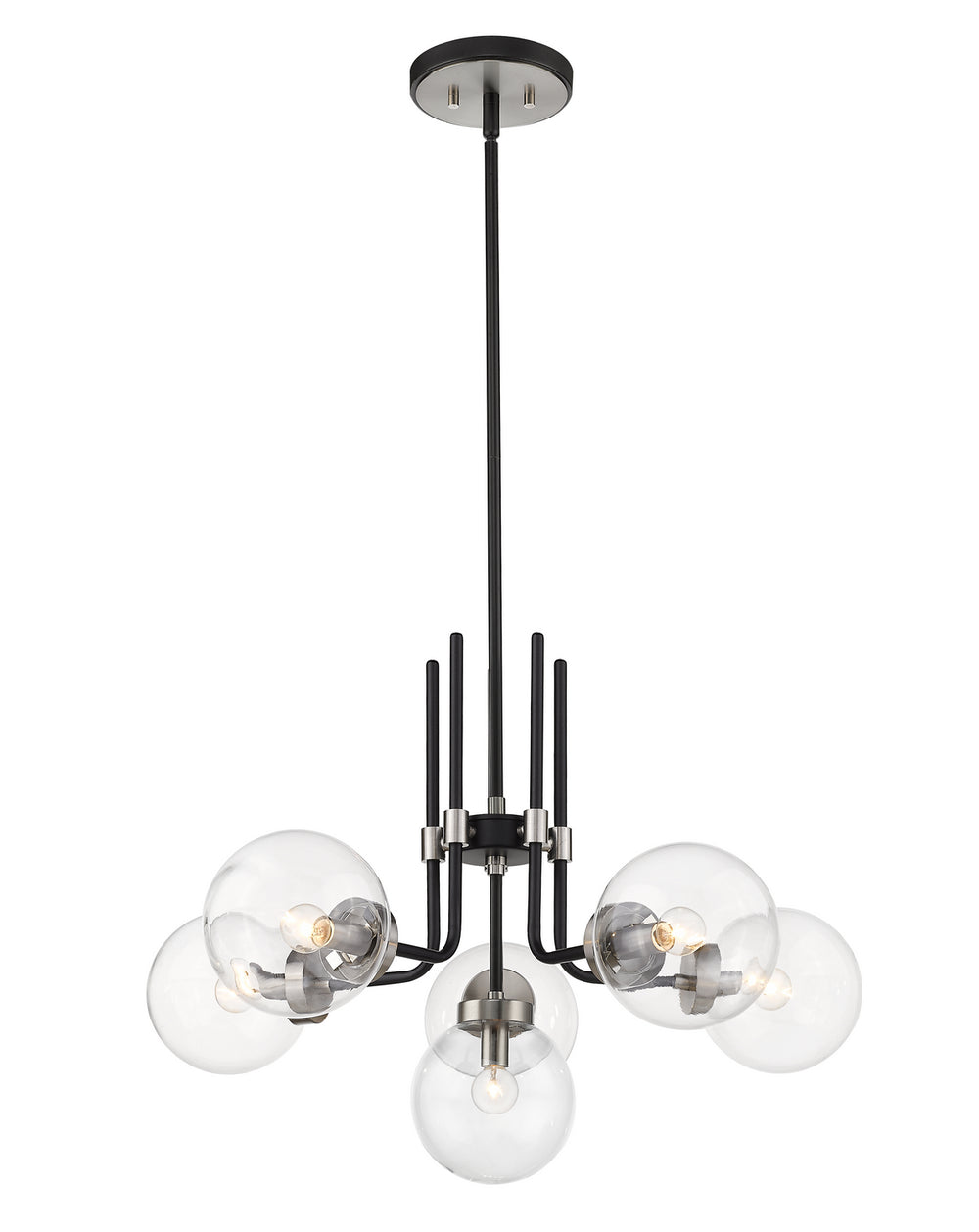 Z-Lite Canada - Six Light Chandelier - Parsons - Matte Black + Brushed Nickel- Union Lighting Luminaires Decor