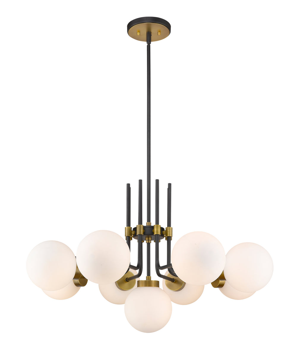 Z-Lite Canada - Nine Light Chandelier - Parsons - Matte Black + Olde Brass- Union Lighting Luminaires Decor