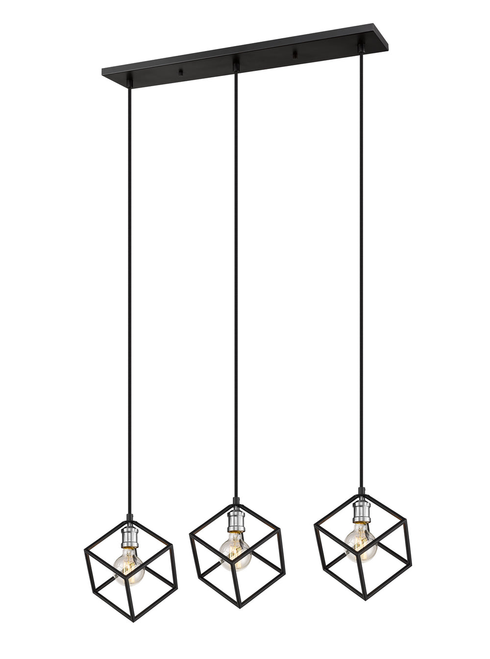 Z-Lite Canada - Three Light Linear Chandelier - Vertical - Matte Black + Brushed Nickel- Union Lighting Luminaires Decor