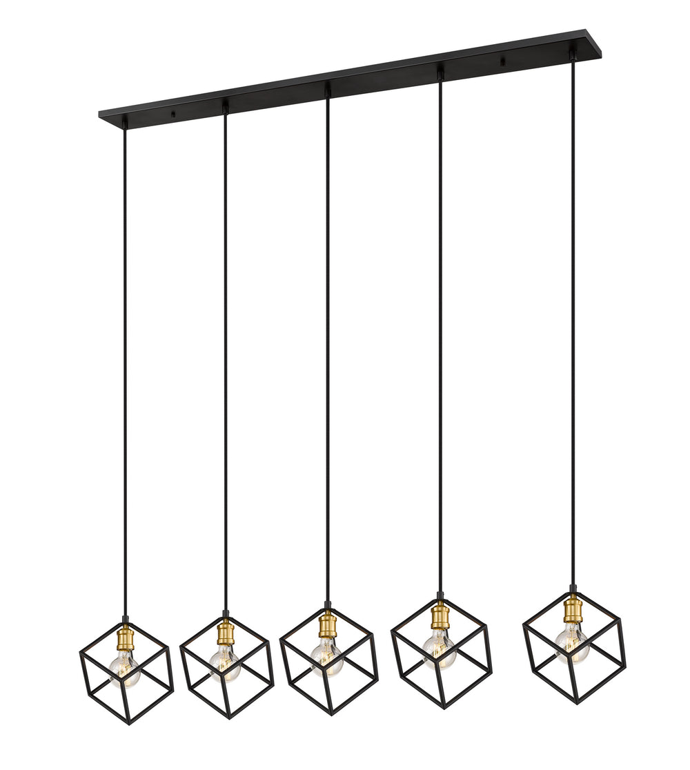 Z-Lite Canada - Five Light Linear Chandelier - Vertical - Bronze + Olde Brass- Union Lighting Luminaires Decor
