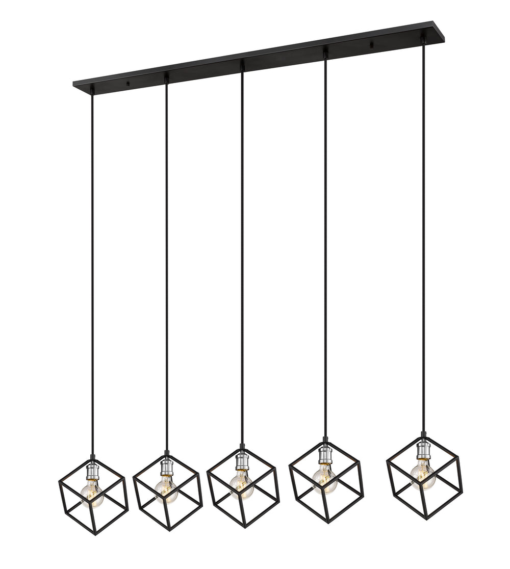 Z-Lite Canada - Five Light Linear Chandelier - Vertical - Matte Black + Brushed Nickel- Union Lighting Luminaires Decor