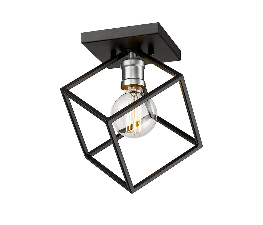 Z-Lite Canada - One Light Flush Mount - Vertical - Matte Black + Brushed Nickel- Union Lighting Luminaires Decor