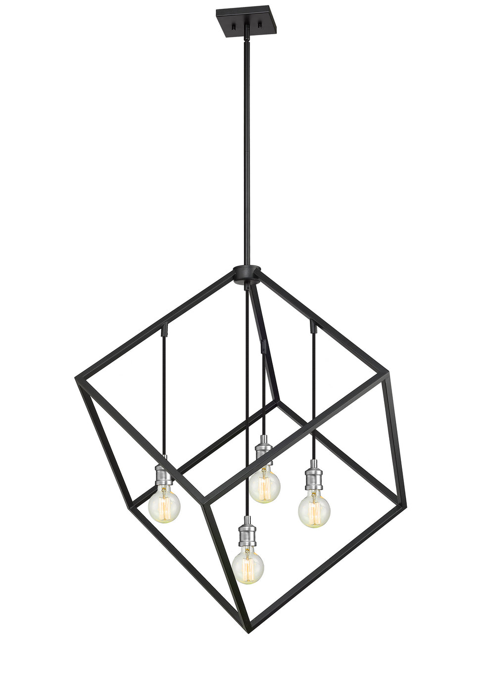 Z-Lite Canada - Four Light Chandelier - Vertical - Matte Black + Brushed Nickel- Union Lighting Luminaires Decor
