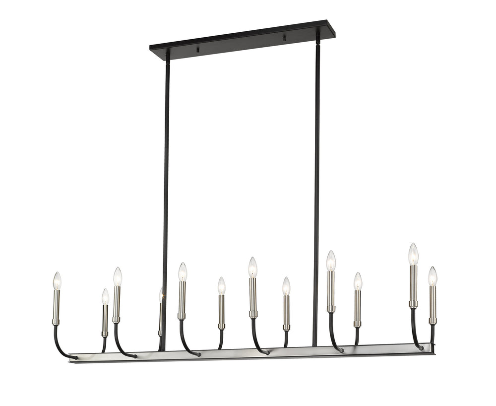 Z-Lite Canada - 12 Light Linear Chandelier - Haylie - Matte Black / Brushed Nickel- Union Lighting Luminaires Decor