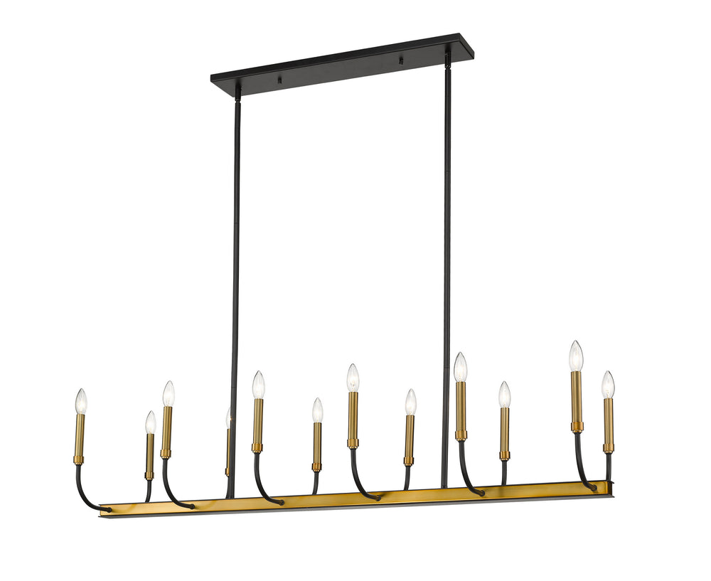 Z-Lite Canada - 12 Light Linear Chandelier - Haylie - Matte Black / Olde Brass- Union Lighting Luminaires Decor