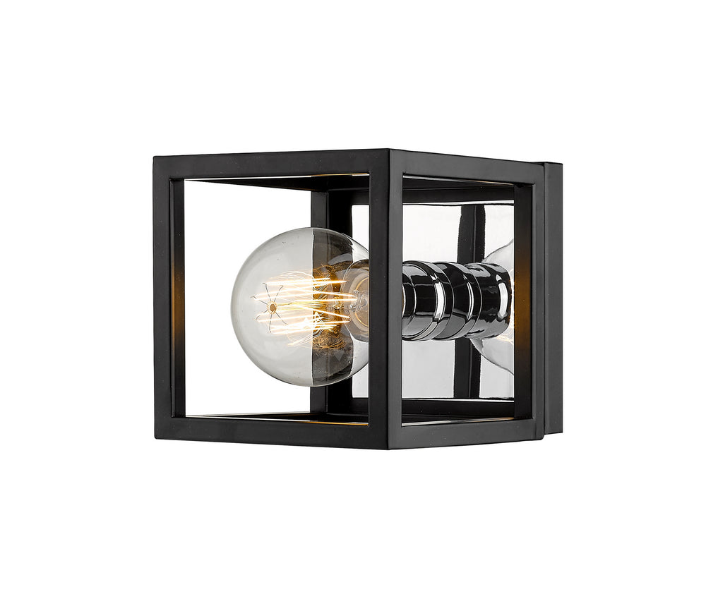 Z-Lite Canada - One Light Wall Sconce - Kube - Matte Black / Chrome- Union Lighting Luminaires Decor