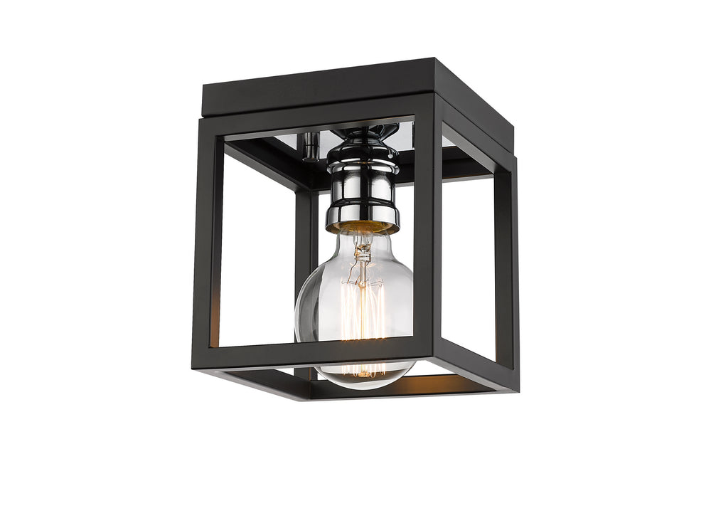 Z-Lite Canada - One Light Flush Mount - Kube - Matte Black / Chrome- Union Lighting Luminaires Decor