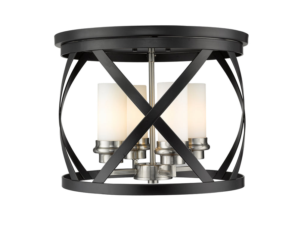 Z-Lite Canada - Four Light Flush Mount - Malcalester - Matte Black / Brushed Nickel- Union Lighting Luminaires Decor