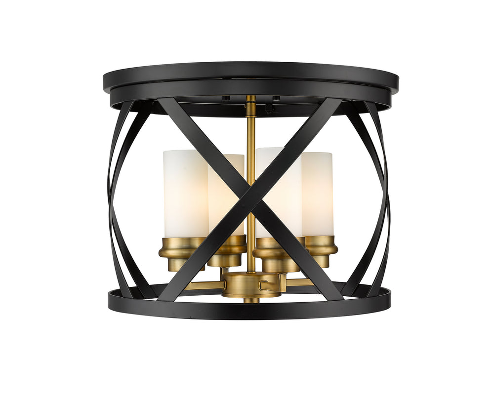 Z-Lite Canada - Four Light Flush Mount - Malcalester - Matte Black / Olde Brass- Union Lighting Luminaires Decor